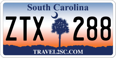 SC license plate ZTX288