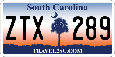 SC license plate ZTX289