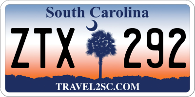 SC license plate ZTX292