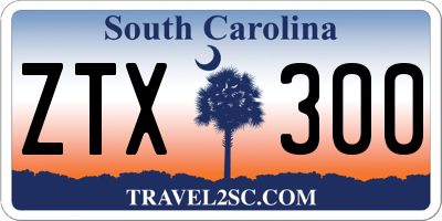 SC license plate ZTX300
