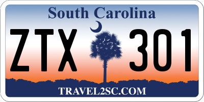 SC license plate ZTX301