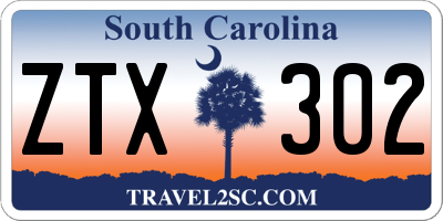 SC license plate ZTX302