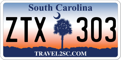 SC license plate ZTX303