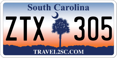 SC license plate ZTX305