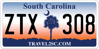 SC license plate ZTX308