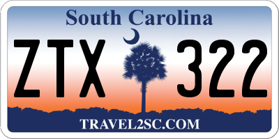 SC license plate ZTX322