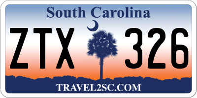 SC license plate ZTX326