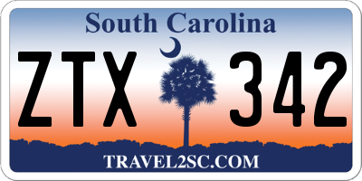 SC license plate ZTX342