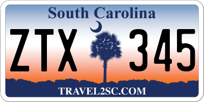 SC license plate ZTX345