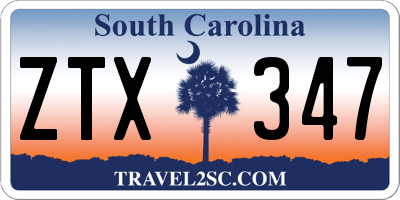 SC license plate ZTX347