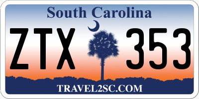 SC license plate ZTX353