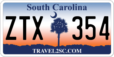 SC license plate ZTX354
