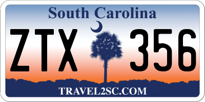SC license plate ZTX356