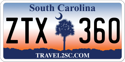 SC license plate ZTX360