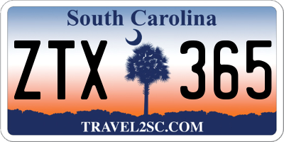 SC license plate ZTX365