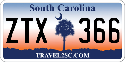 SC license plate ZTX366