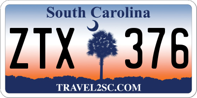 SC license plate ZTX376