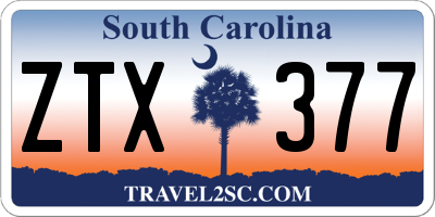 SC license plate ZTX377