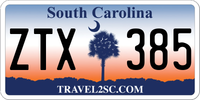 SC license plate ZTX385