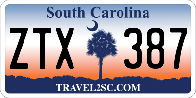 SC license plate ZTX387