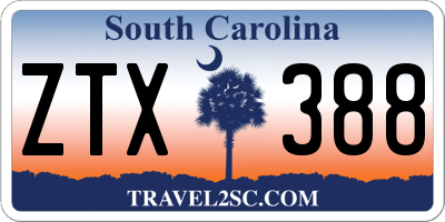 SC license plate ZTX388