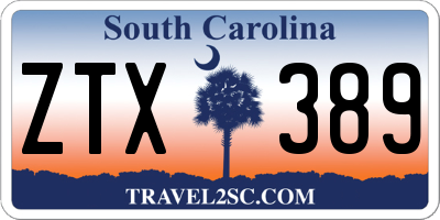SC license plate ZTX389