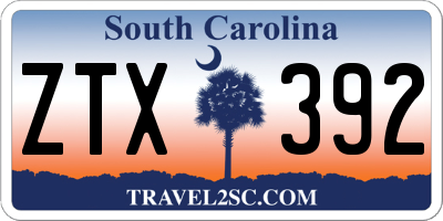 SC license plate ZTX392