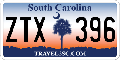 SC license plate ZTX396