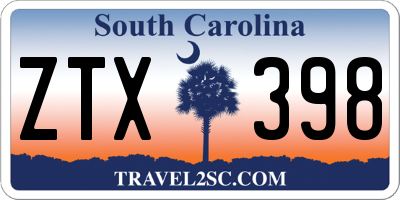 SC license plate ZTX398