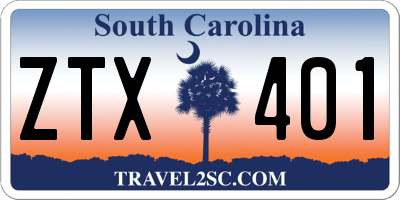 SC license plate ZTX401
