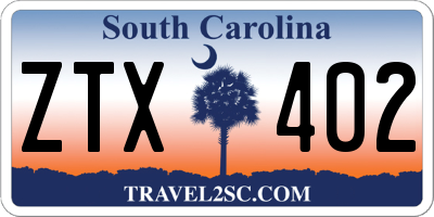 SC license plate ZTX402