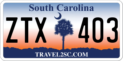SC license plate ZTX403