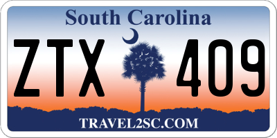 SC license plate ZTX409