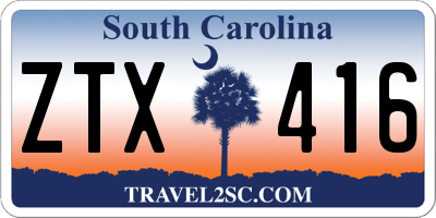 SC license plate ZTX416
