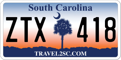 SC license plate ZTX418