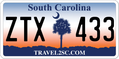 SC license plate ZTX433