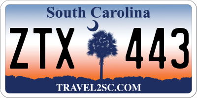 SC license plate ZTX443