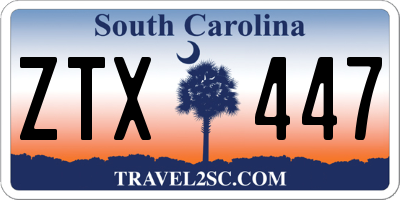 SC license plate ZTX447