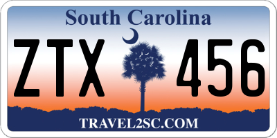 SC license plate ZTX456