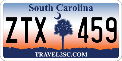 SC license plate ZTX459