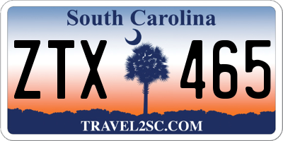 SC license plate ZTX465