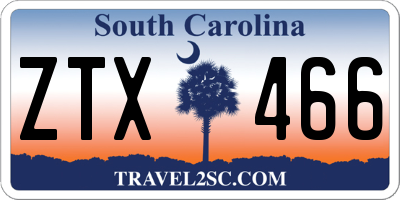 SC license plate ZTX466