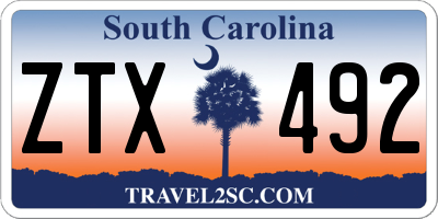 SC license plate ZTX492
