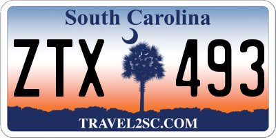 SC license plate ZTX493