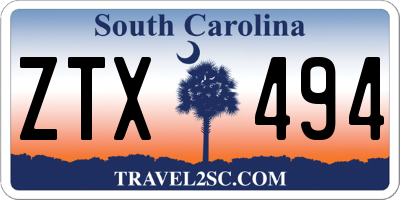 SC license plate ZTX494