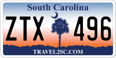 SC license plate ZTX496