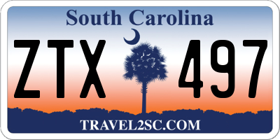 SC license plate ZTX497