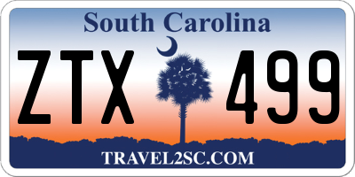 SC license plate ZTX499