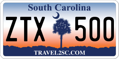 SC license plate ZTX500