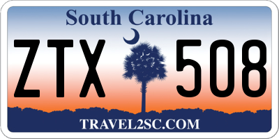 SC license plate ZTX508